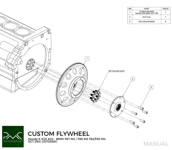 PMC Adapter Kit Honda K - BMW DCT DKG Getrag GS7D36SG Inline-six (V)