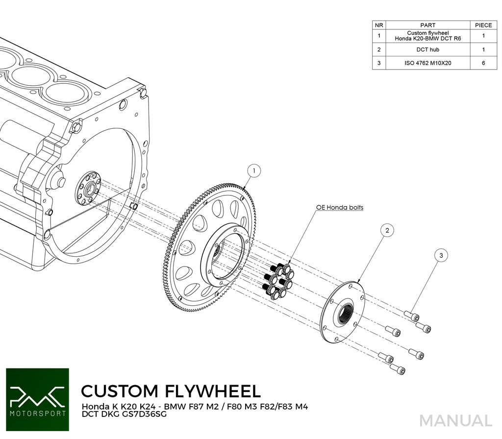 PMC Adapter Kit Honda K - BMW DCT DKG Getrag GS7D36SG Inline-six (V)