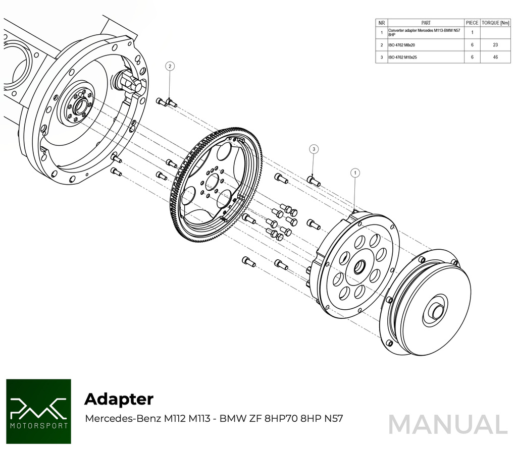 PMC Adapter Kit Mercedes-Benz M112 M113 - BMW N57N N57 ZF 8HP70