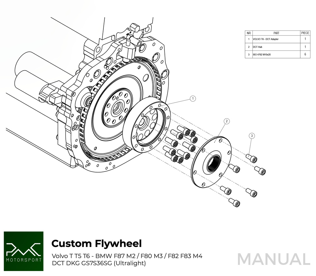 PMC Adapter Kit Volvo T - BMW DCT DKG Getrag GS7D36SG Inline-six