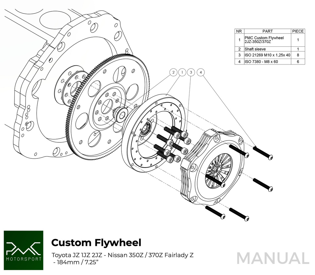 PMC Adapter Kit Toyota JZ 1JZ 2JZ - Nissan 350Z Z33 370Z Z34 CD009 - 184mm / 7.25"