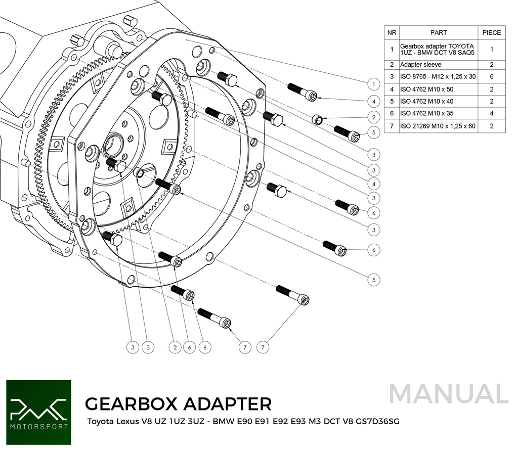PMC Adapter Kit Toyota UZ - BMW DCT DKG Getrag GS7D36SG V8 (H)