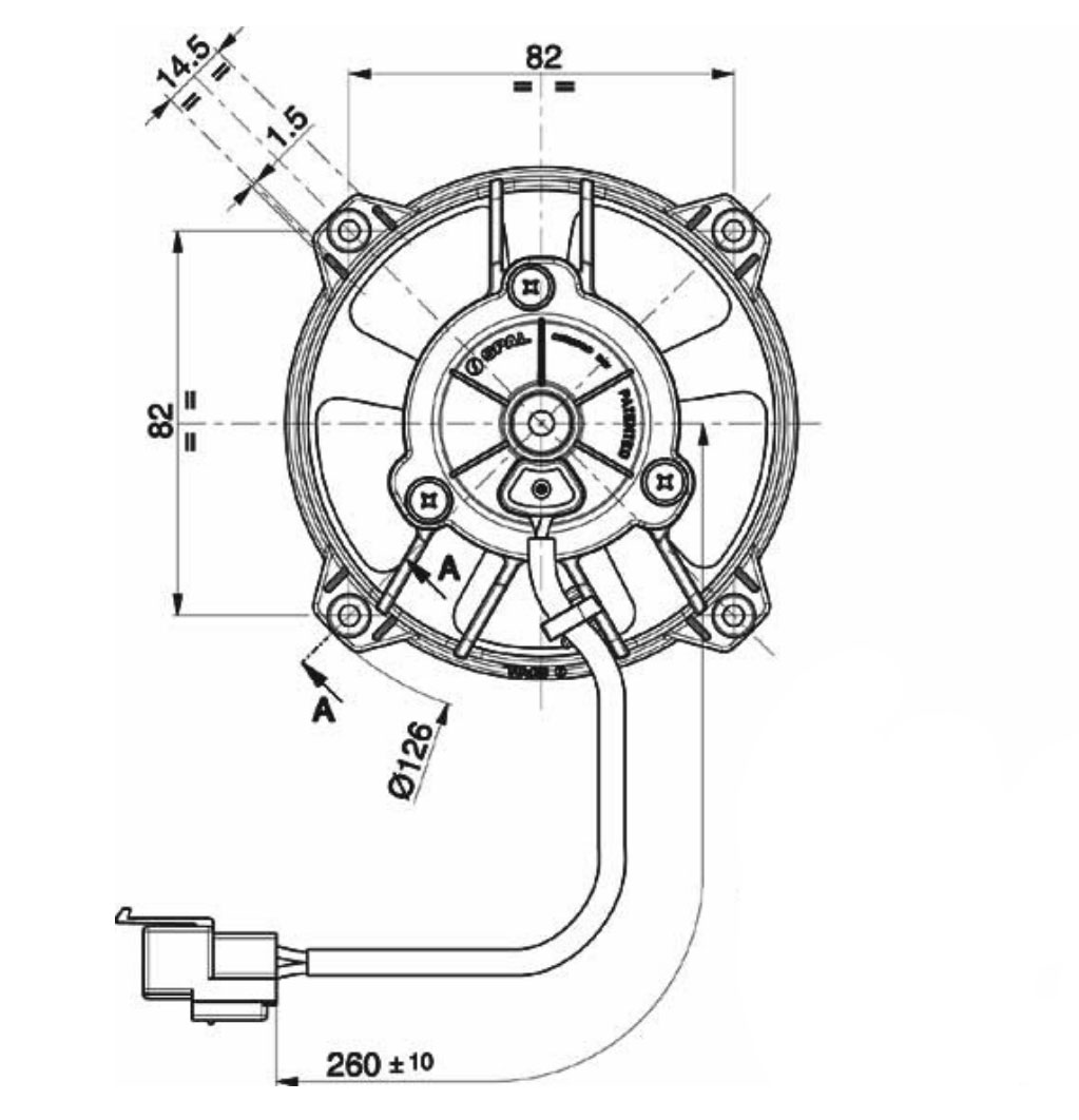 SPAL cooling fan 96mm / 3,8" blowing