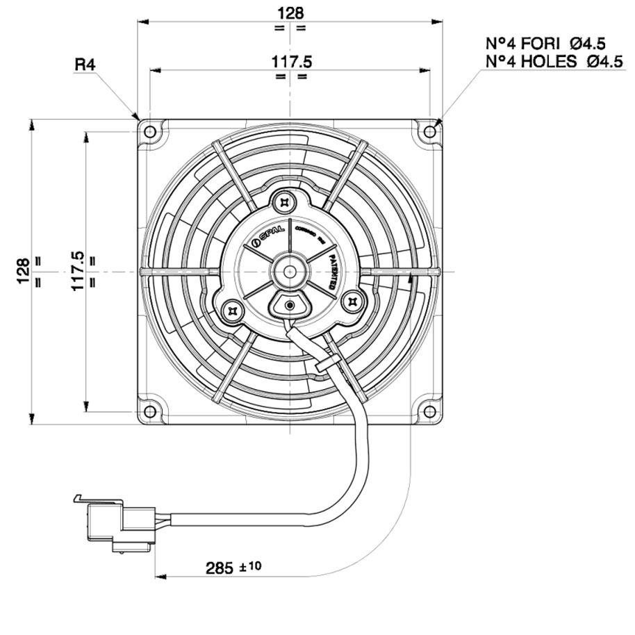 SPAL cooling fan 115mm / 4,5" blowing