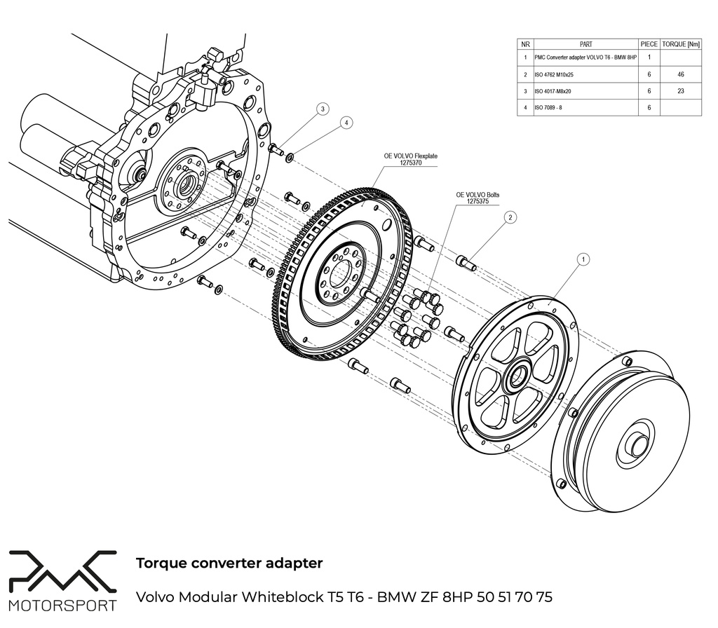 Adapter Kit Volvo Whiteblock T4/T5/T6 - BMW ZF 8HP 50 51 70 75