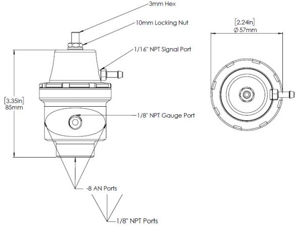 Turbosmart Fuel pressure regulator AN8 Blue