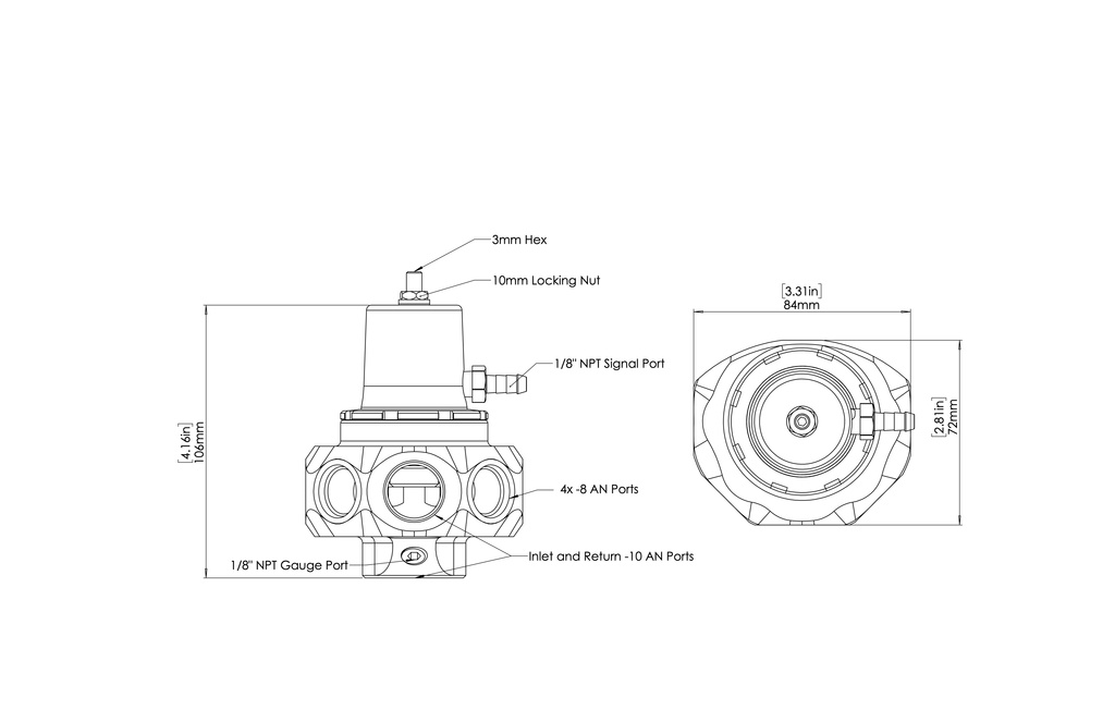 Turbosmart Fuel pressure regulator AN10/AN8 Pro Black