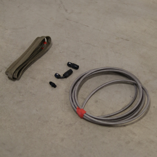 Garret Oil in Kit Turbo 1 x Straight 1 x 90 Degree AN4 + Heat Protection Stocking