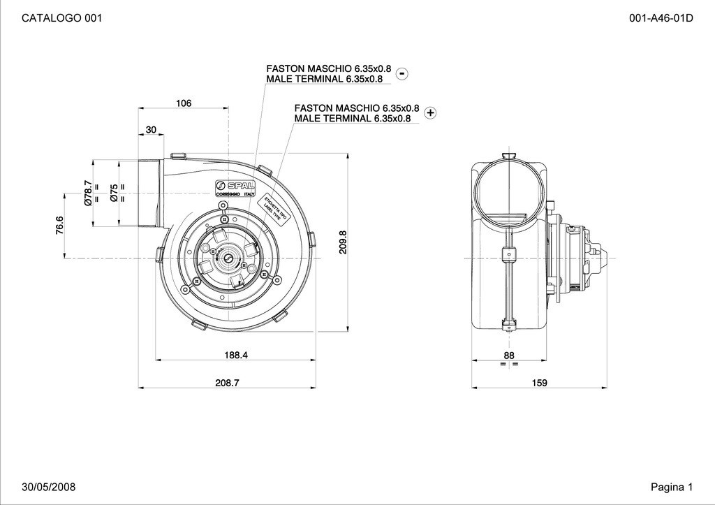 SPAL Radial fan 370 m³/h