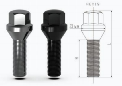 Wheel bolt v2 Black M12x1.5
