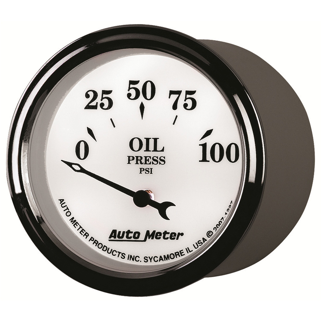 2-1/16" Oil Pressure, 0-100 Psi, Old-Tyme White Ii