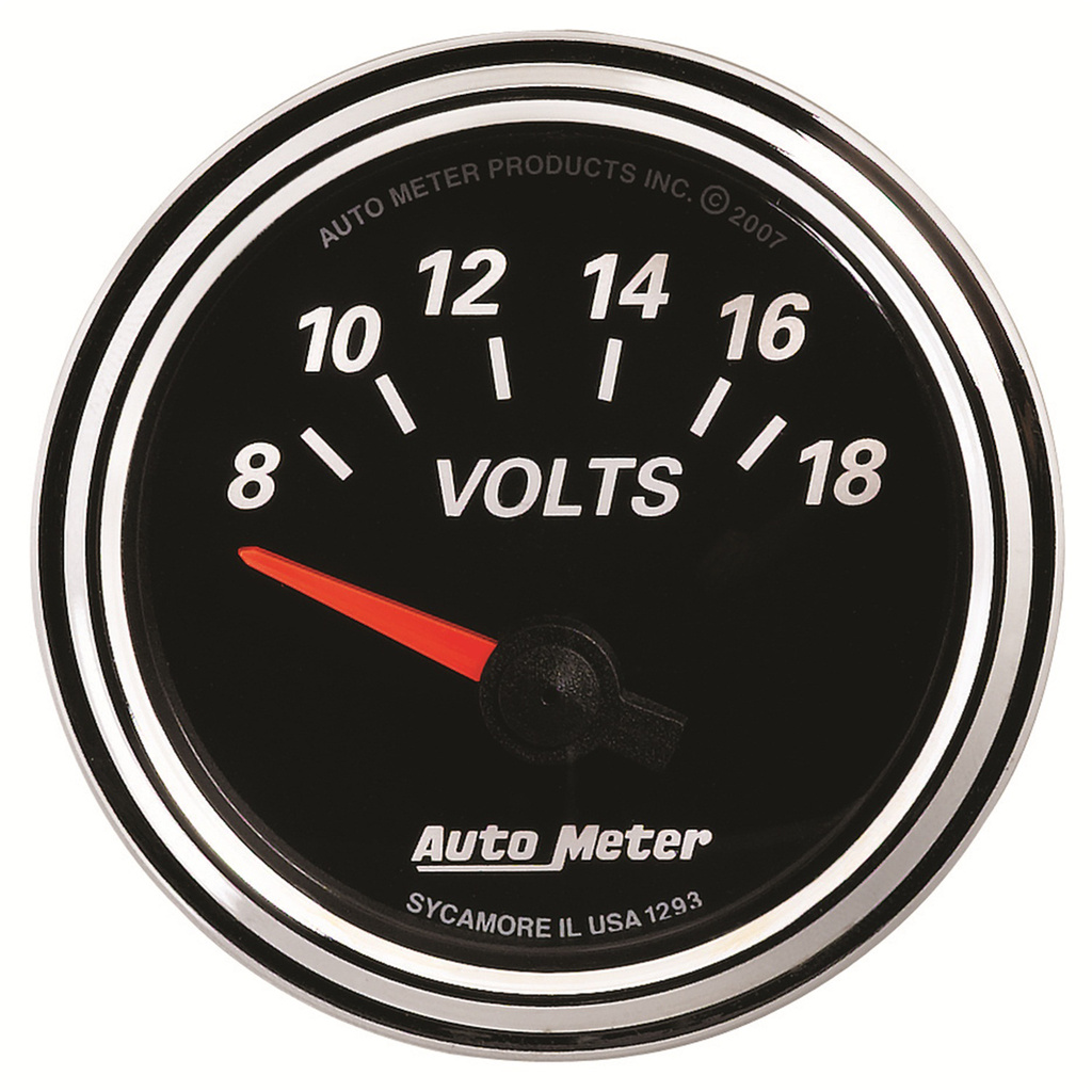 2-1/16" Voltmeter, 8-18v, Designer Black Ii