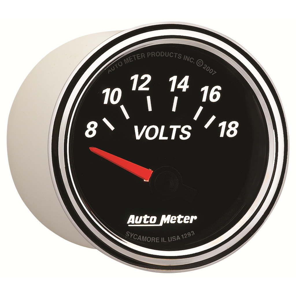 2-1/16" Voltmeter, 8-18v, Designer Black Ii