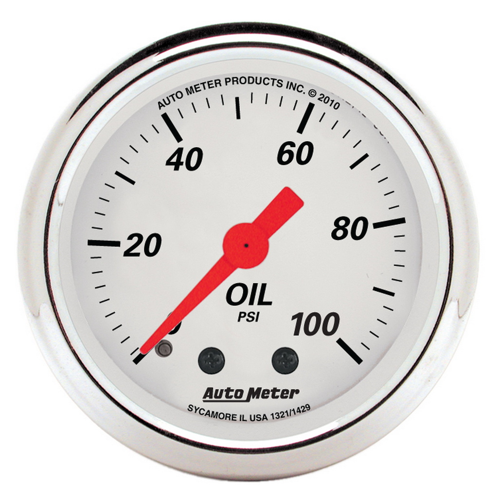 2-1/16" Oil Pressure, 0-100 Psi, Arctic White