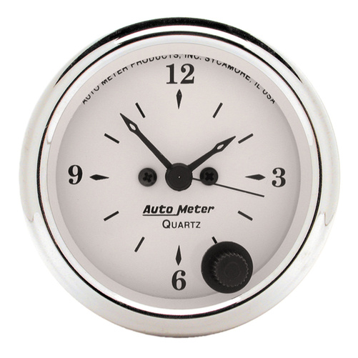 2-1/16" Clock, 12 Hour, Old-Tyme White