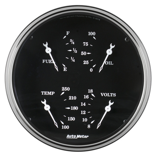 5" Quad Gauge, 0-90 Ω, Old Tyme Black