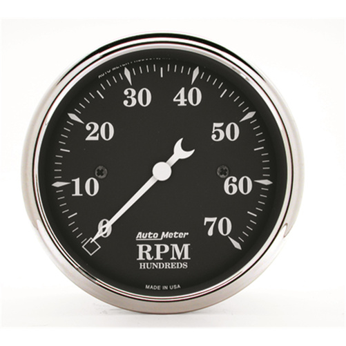 3-1/8" In-Dash Tachometer, 0-7,000 Rpm, Old Tyme Black
