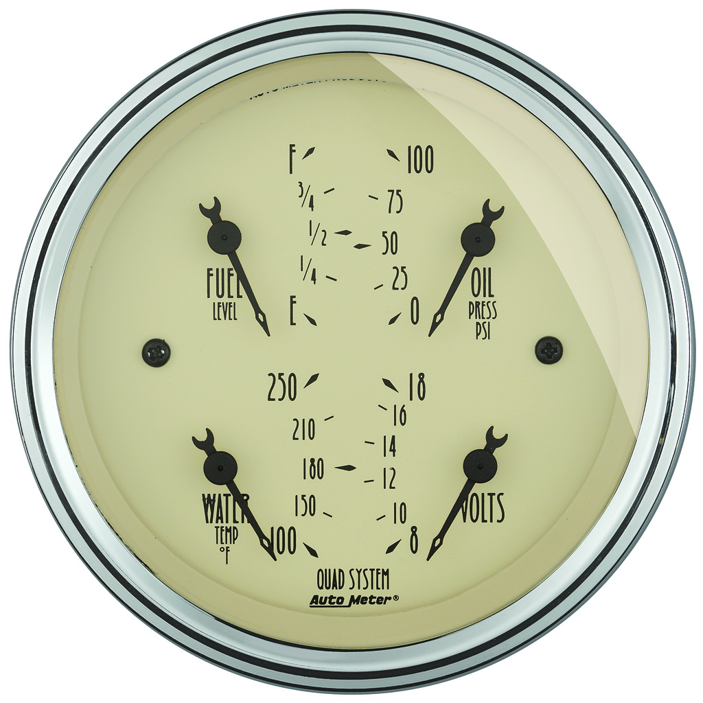 2 Pc. Gauge Kit, 3-3/8" Quad & Tach/Speedo, 240-33 Ω, Antique Beige
