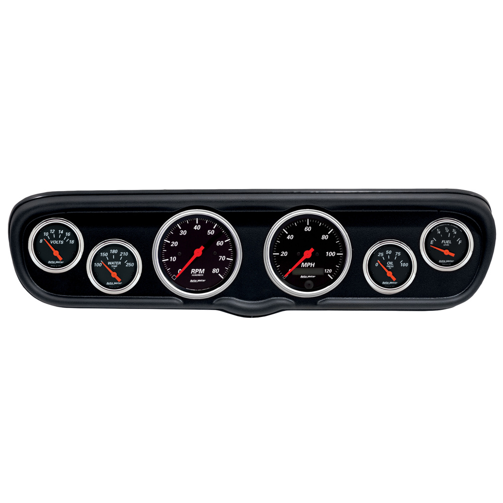 6 Gauge Direct-Fit Dash Kit, Ford Mustang 66, Designer Black