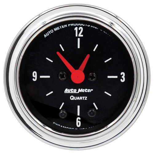 2-1/16" Clock, 12 Hour, Traditional Chrome