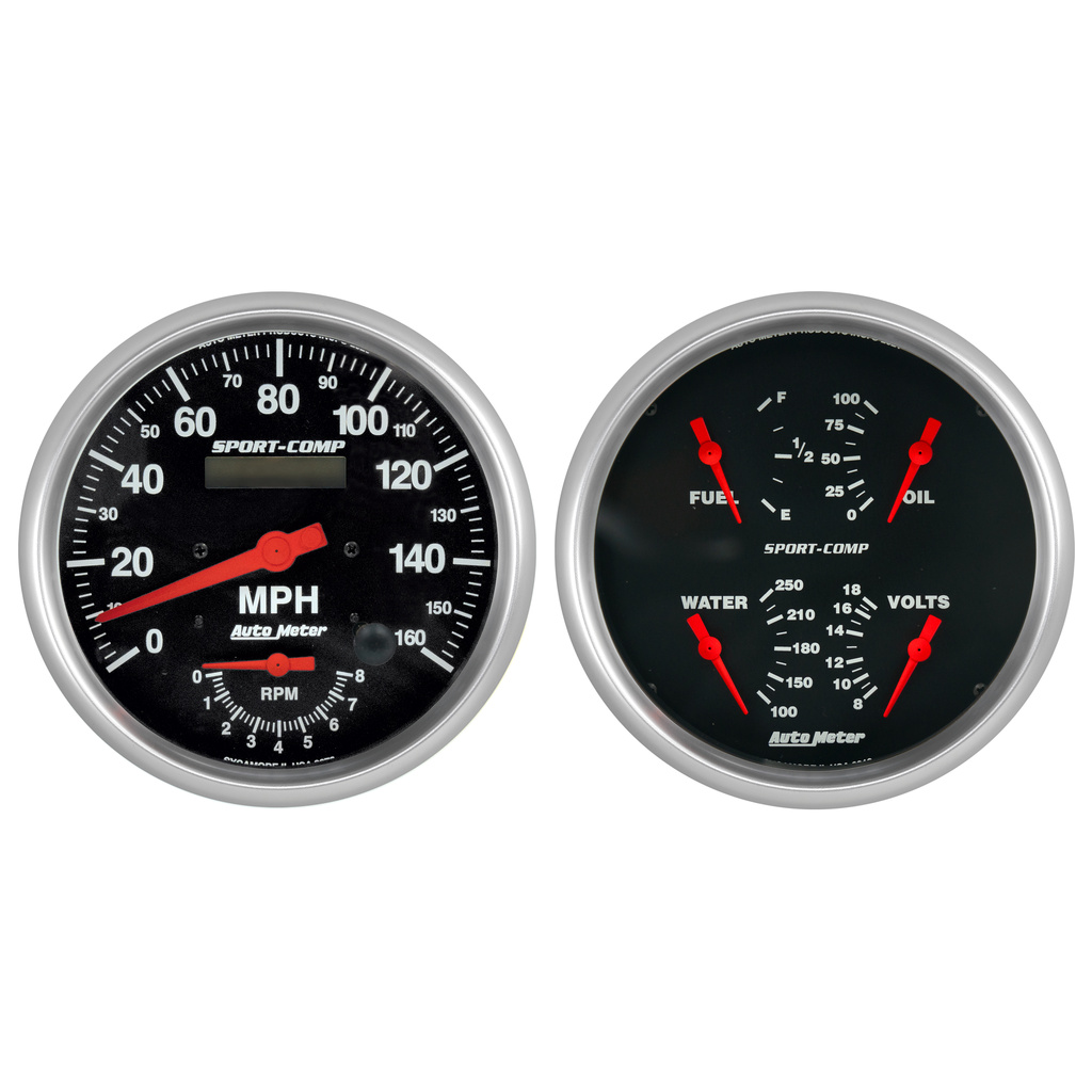 2 Pc. Gauge Kit, 5" Quad & Tach/Speedo, 240-33 Ω, Sport-Comp