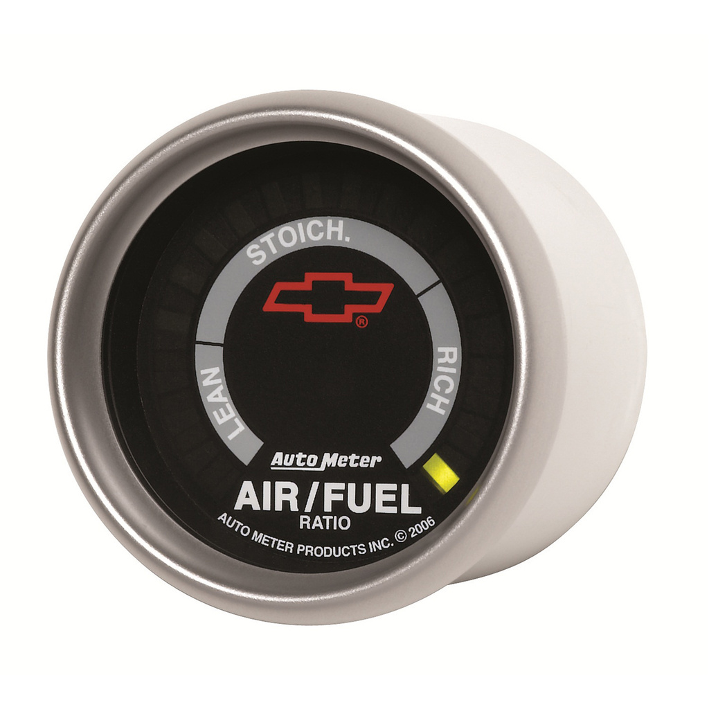 2-1/16" Narrowband Air/Fuel Ratio, Lean-Rich, Chevy Red Bowtie, Black