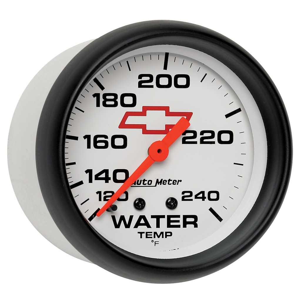 2-5/8" Water Temperature, 120-240 °F, Chevy Red Bowtie, White