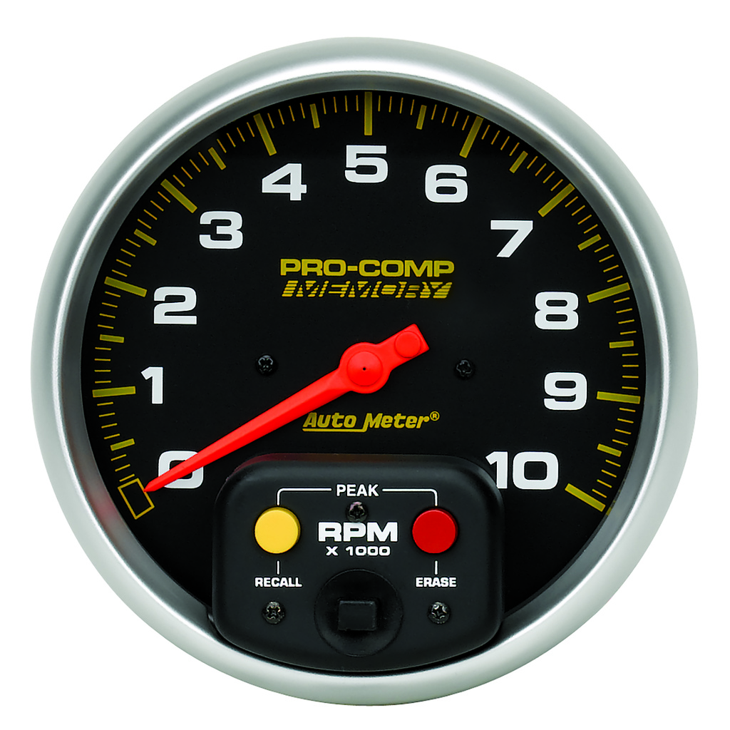 Tachometer, 5", 0-10,000 Rpm, In-Dash W/Peak Memory, Pro-Comp