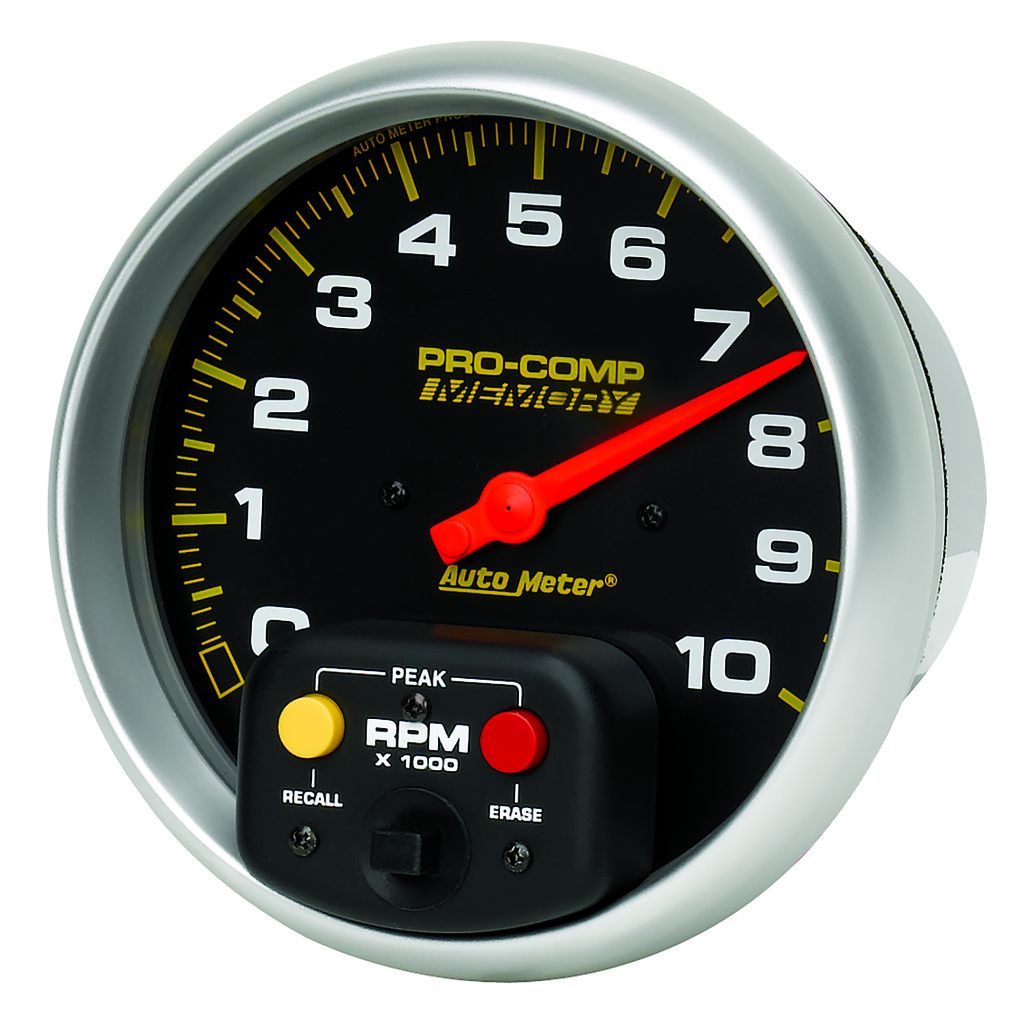 Tachometer, 5", 0-10,000 Rpm, In-Dash W/Peak Memory, Pro-Comp