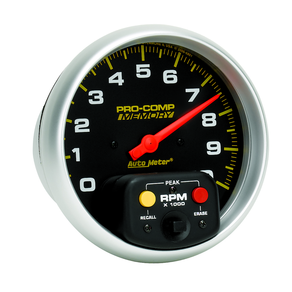 Tachometer, 5", 0-10,000 Rpm, In-Dash W/Peak Memory, Pro-Comp