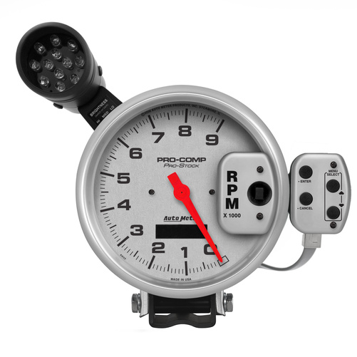 5" Tachometer, 0-9000 Rpm, Pro-Stock Pedestal W/ Super Lite & Peak Mem, Ultra-Lite