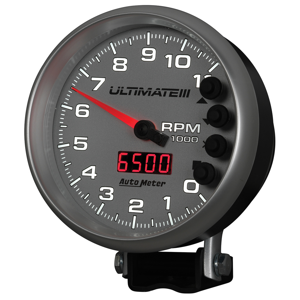 5" Tachometer, 0-11,000 Rpm, Pedestal, Ultimate Iii Playback, Silver