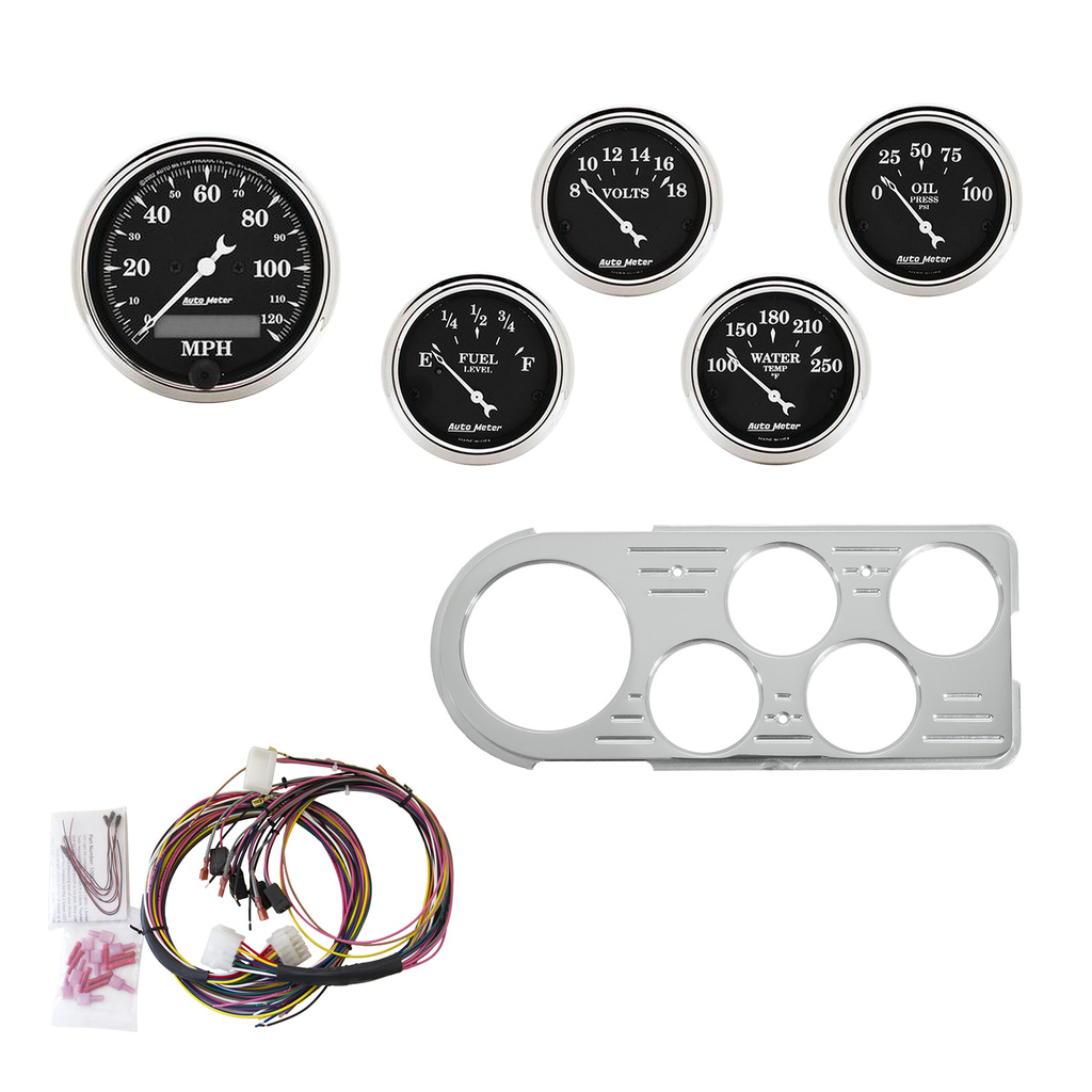 5 Gauge Direct-Fit Dash Kit, Ford Truck 48-50, Old Tyme Black