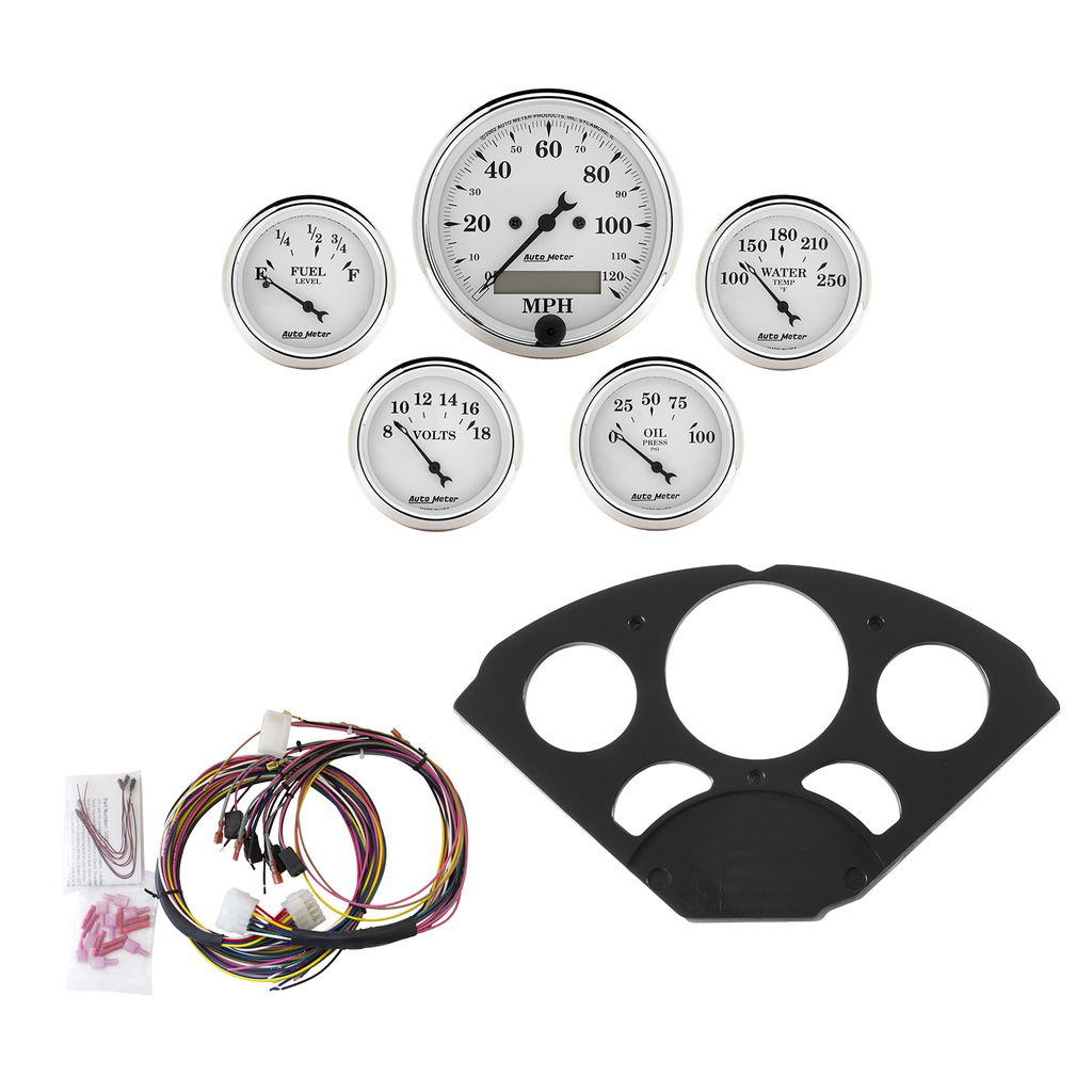 5 Gauge Direct-Fit Dash Kit, Chevy 55-56, Old Tyme White