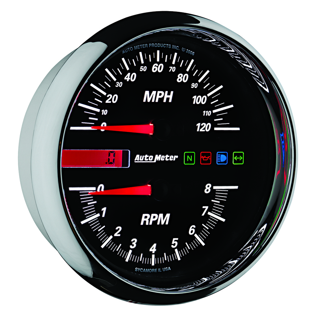 5" Direct Fit Tachometer/Speedometer Combo, 8k Rpm/120 Mph, Black, Pro-Cycle