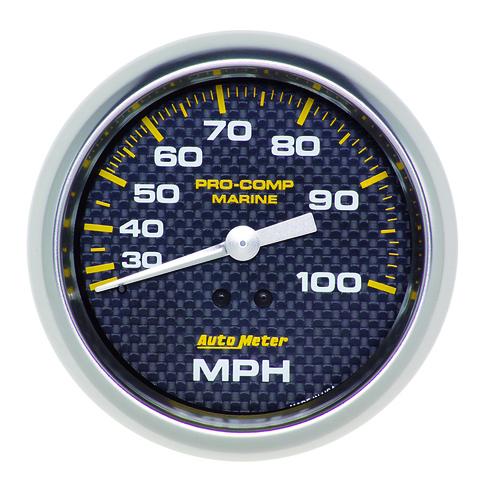 3-3/8" Mechanical Speedometer, 0-100 Mph, Marine Carbon Fiber