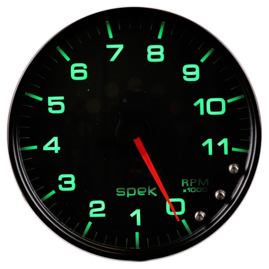 5" In-Dash Tachometer, 0-11,000 Rpm, Spek-Pro, Black/Black