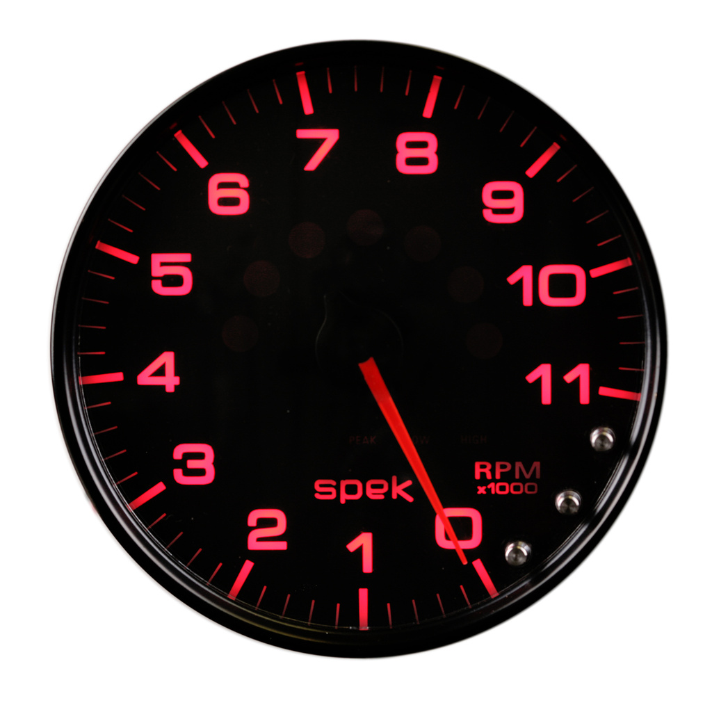 5" In-Dash Tachometer, 0-11,000 Rpm, Spek-Pro, Black/Black