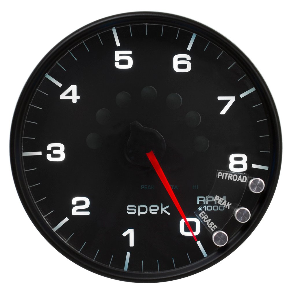 5" In-Dash Tachometer, 0-8,000 Rpm, Spek-Pro, Black/Black