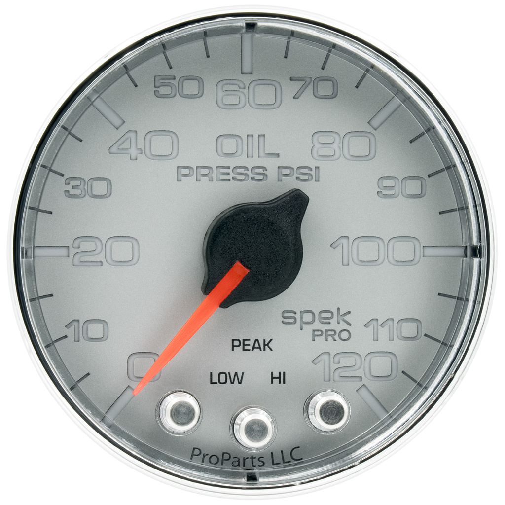 2-1/16" Oil Pressure, 0-120 Psi, Spek-Pro, Silver/Chrome