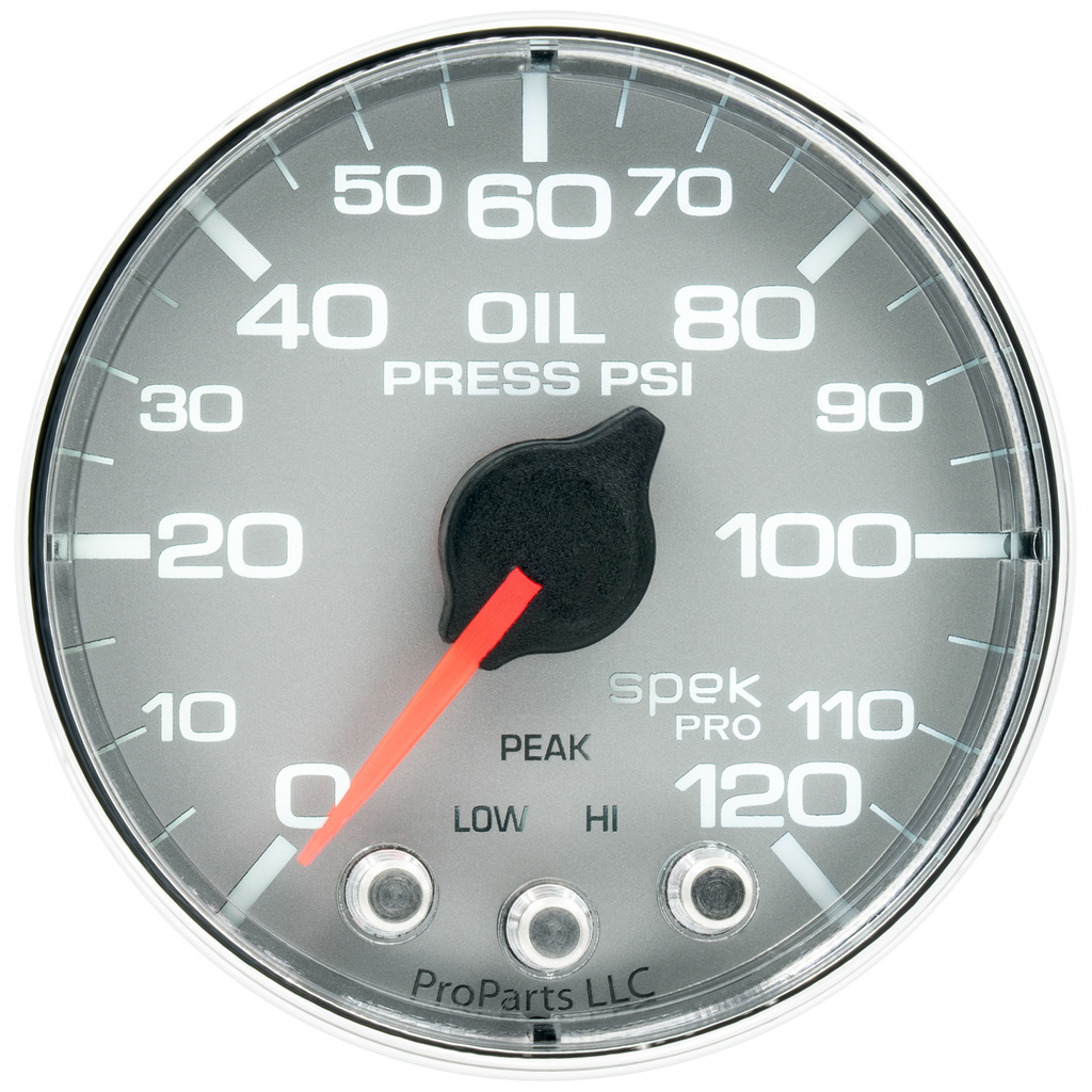 2-1/16" Oil Pressure, 0-120 Psi, Spek-Pro, Silver/Chrome