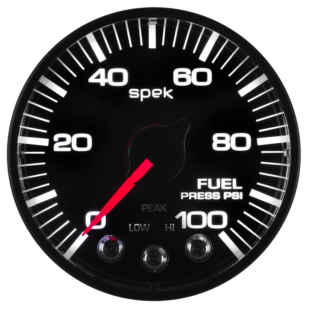 2-1/16" Fuel Pressure, 0-100 Psi, Spek-Pro, Black/Black, Ecu