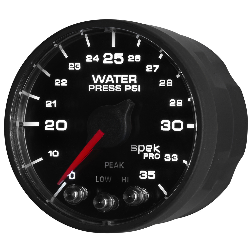 2-1/16" Water Pressure, 0-35 Psi, Spek-Pro, Black/Black, Ecu