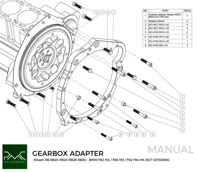 Gearbox adapter Nissan RB20 RB25 RBB6 RB30