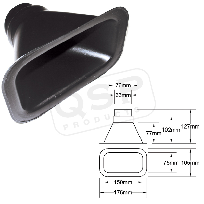 Inlet 63+76mm Black